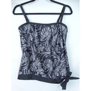 Island Escape Women's Tankini Top Size 6 Black & White Swim Swimsuit Top